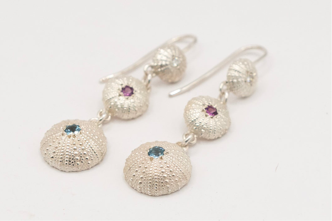 Sea Urchin Trio Drop Earrings