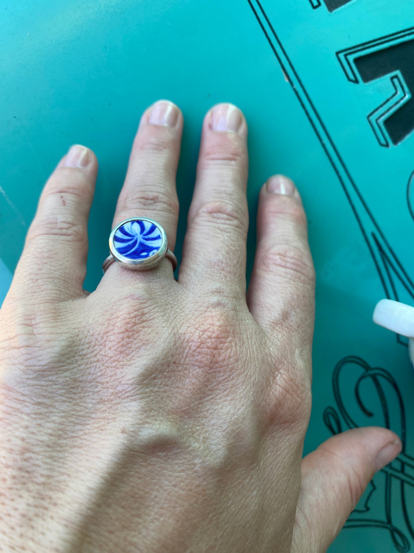 Blue & White ceramic ring