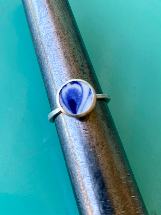 Peacock blue & white ring