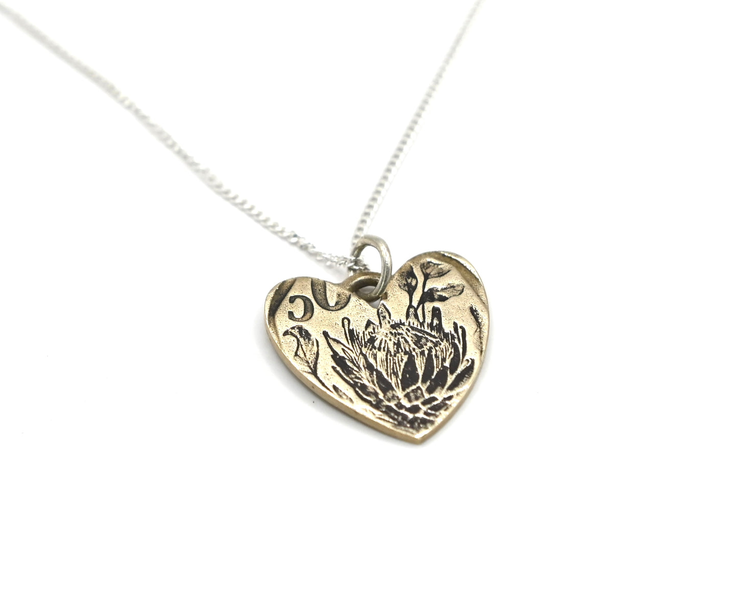 Protea heart pendant