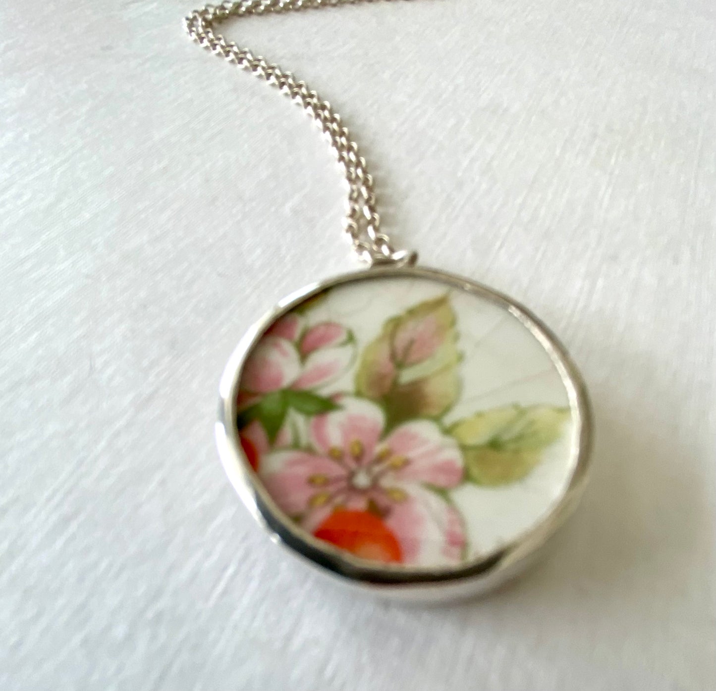 Large round Flower ceramic pendant