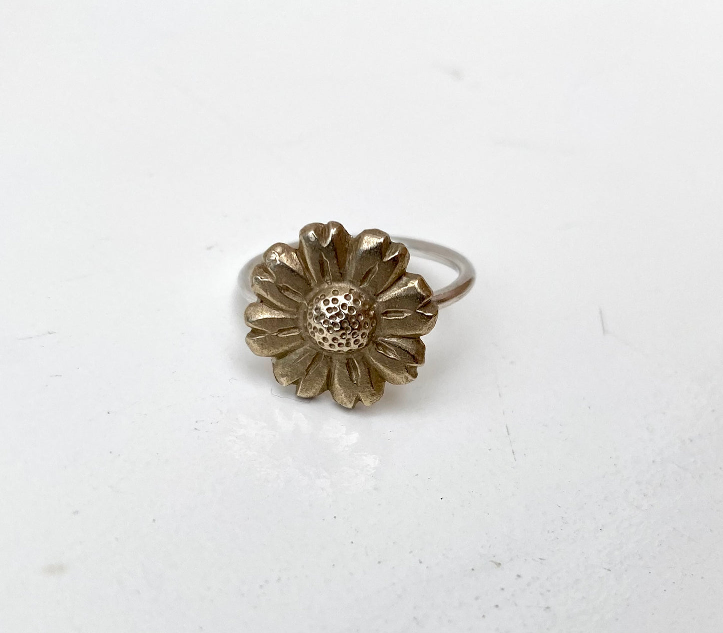 Daisy Flower Ring in Oxidised Silver or Brass