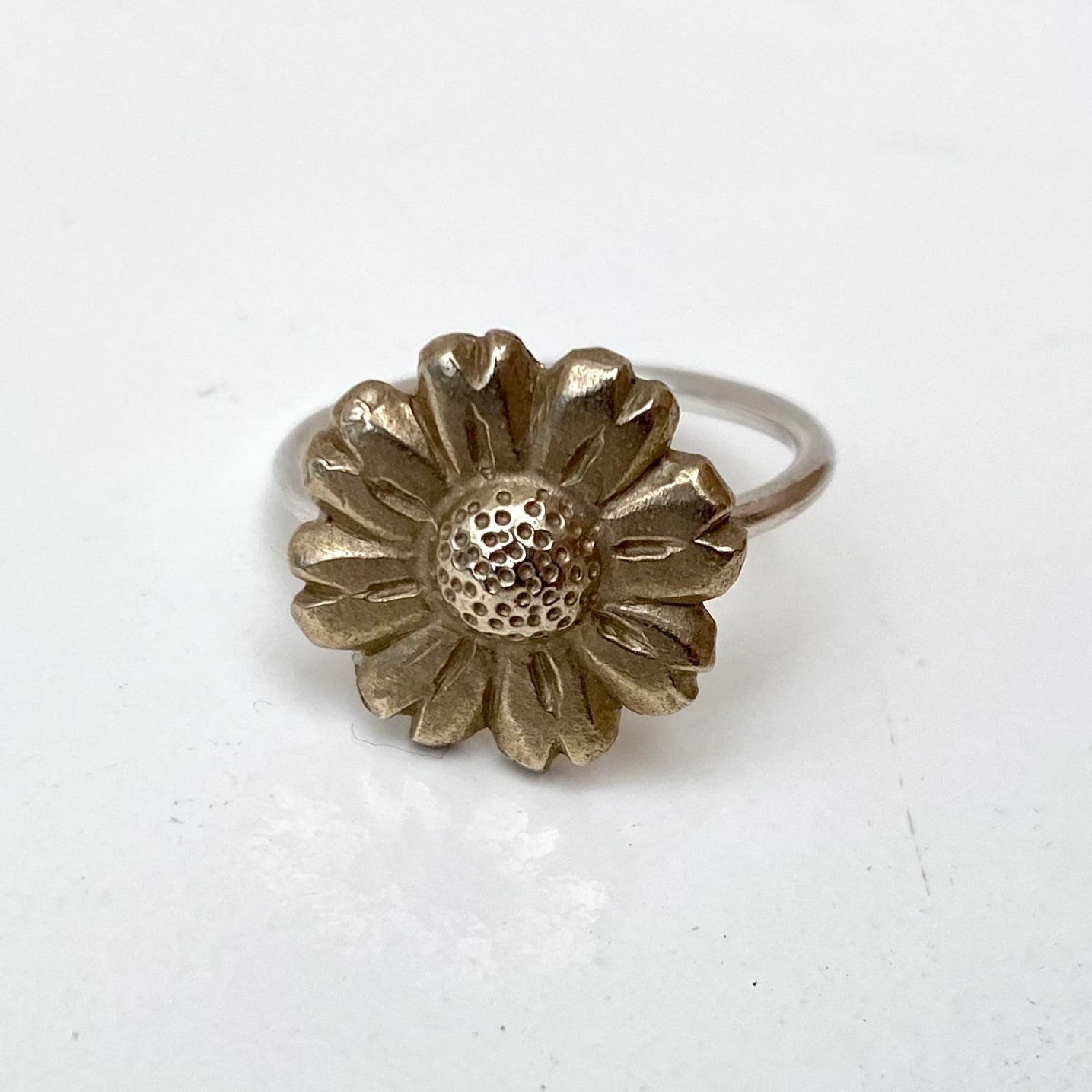Daisy Flower Ring in Oxidised Silver or Brass