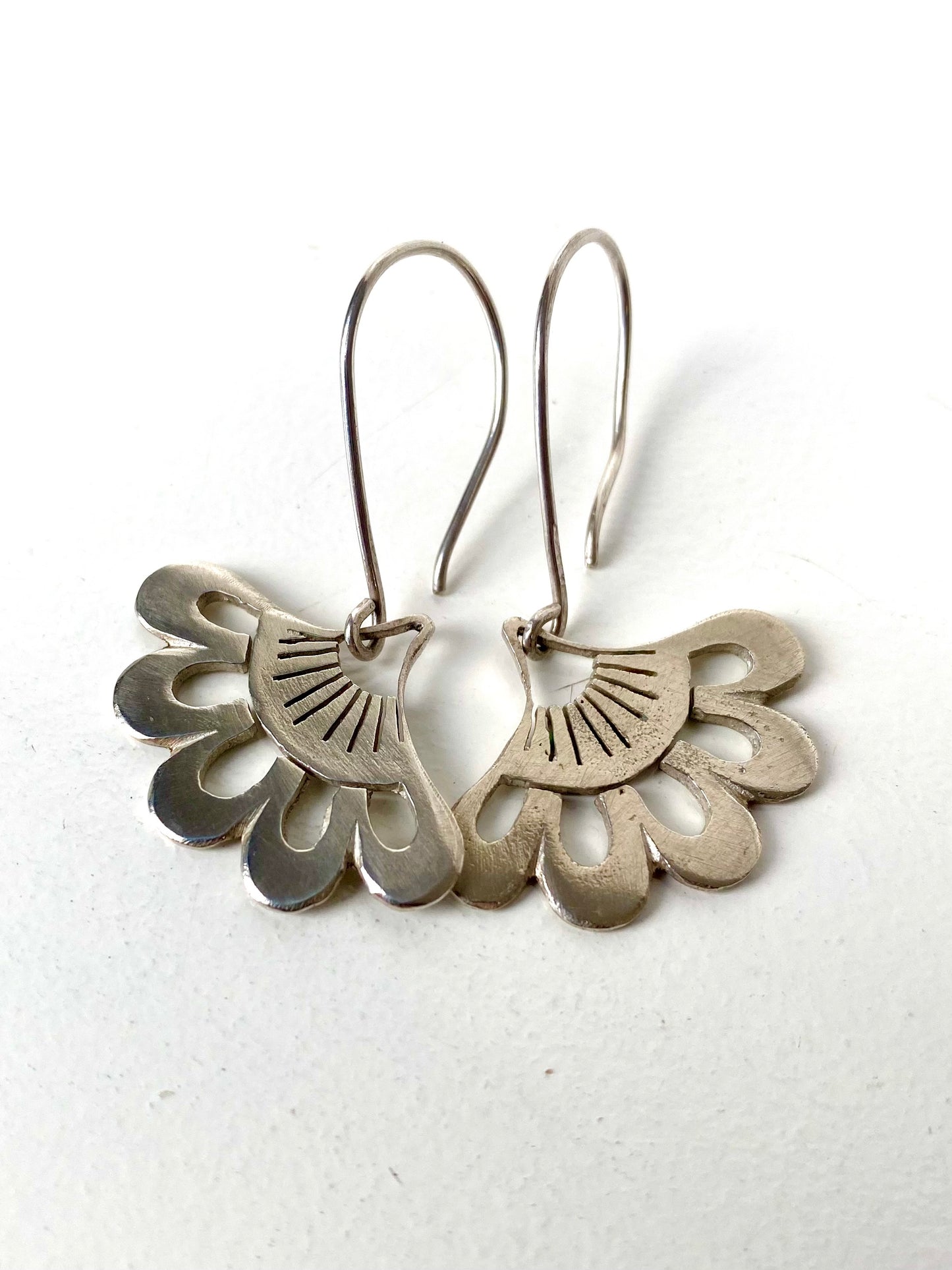 Lotus-Inspired Earrings in sterlin silver or brass