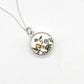 Double Bloom Shard Pendant - front face delicate blue and yellow floral antique china in sterling silver bezel