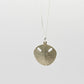 Small Pansy Shell Pendant - alternate angle, solid brass with sterling silver curb chain