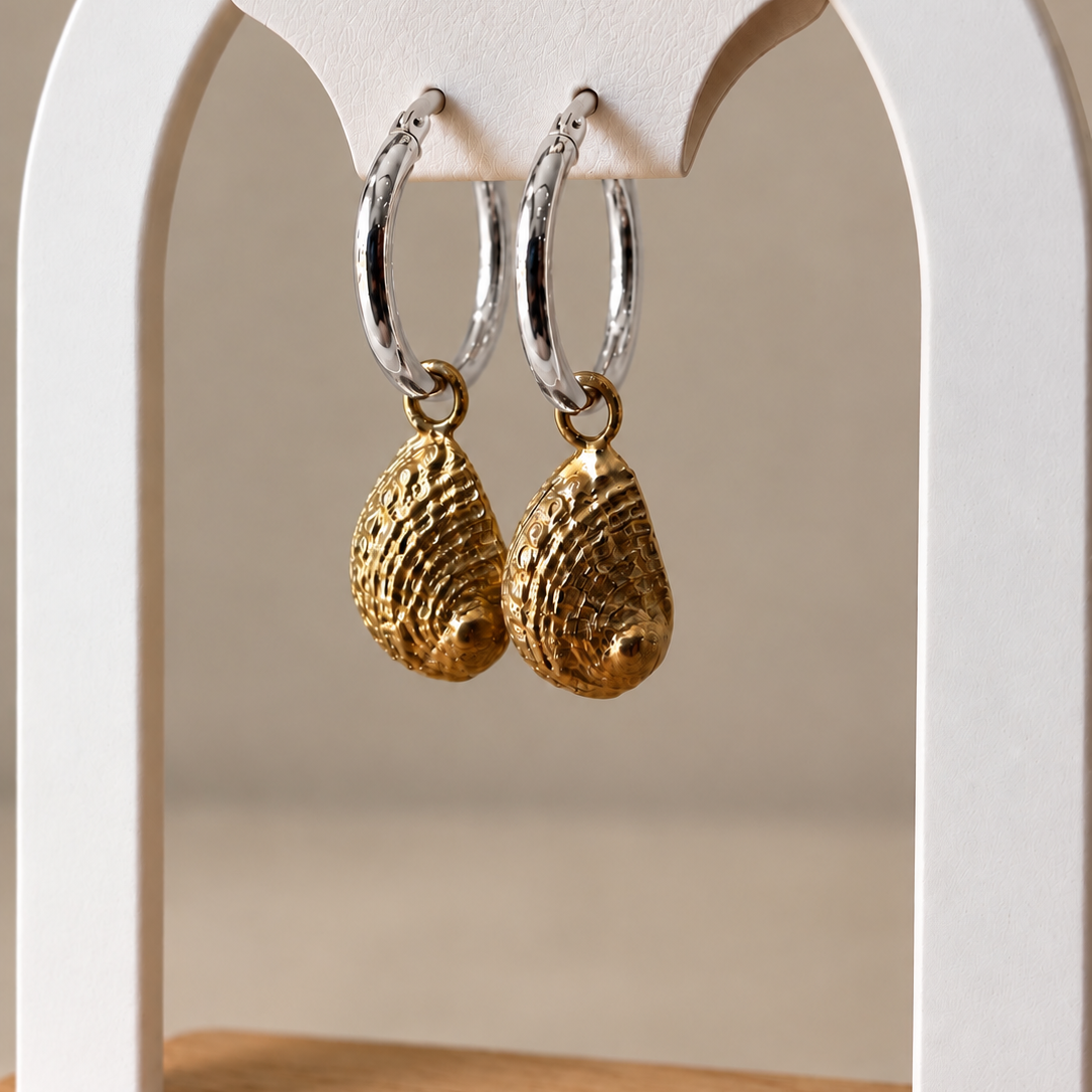 Baby Abalone Shell hoops