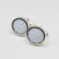 Golf Ball Cufflinks - side profile angle, flip-back fitting visible, sterling silver