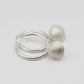 Sterling Silver Scallop Shell Hoop Earrings - front view showing pair, ribbed shell charm detail