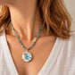 Once a plate - green floral pendant