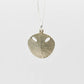 Small Pansy Shell Pendant - front face, solid brass with sterling silver chain