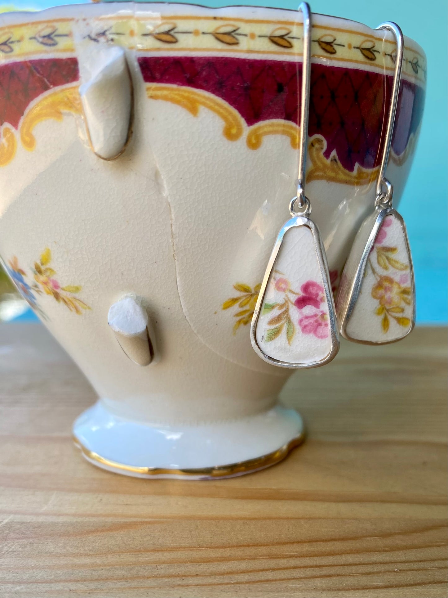 Broken china Tea cup earrings