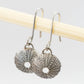 Sea Urchin Hook Earrings - close front view oxidised silver nodule texture detail