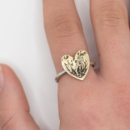 Handcrafted Protea Heart Ring