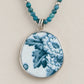 Once a plate - green floral pendant