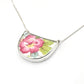 Vintage china pendant - reverse showing Royal Worcester Evesham bone china backstamp sterling silver