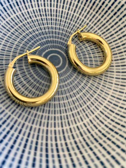 Gold plated sterling silver Hoops
