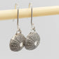Sea Urchin Hook Earrings - hanging front view textured sterling silver dangle earrings