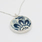 Blue and white willow pattern broken china pendant set in sterling silver bezel — handmade by Natasha Wood Jewellery