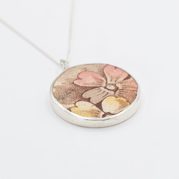 Broken China floral plate pendant