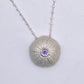 Extra Large Sea Urchin Pendant - polished sterling silver with bezel-set purple amethyst gemstone - handmade by Natasha Wood Jewellery