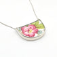 Royal Worcester Evesham china pendant - close-up front view sterling silver setting