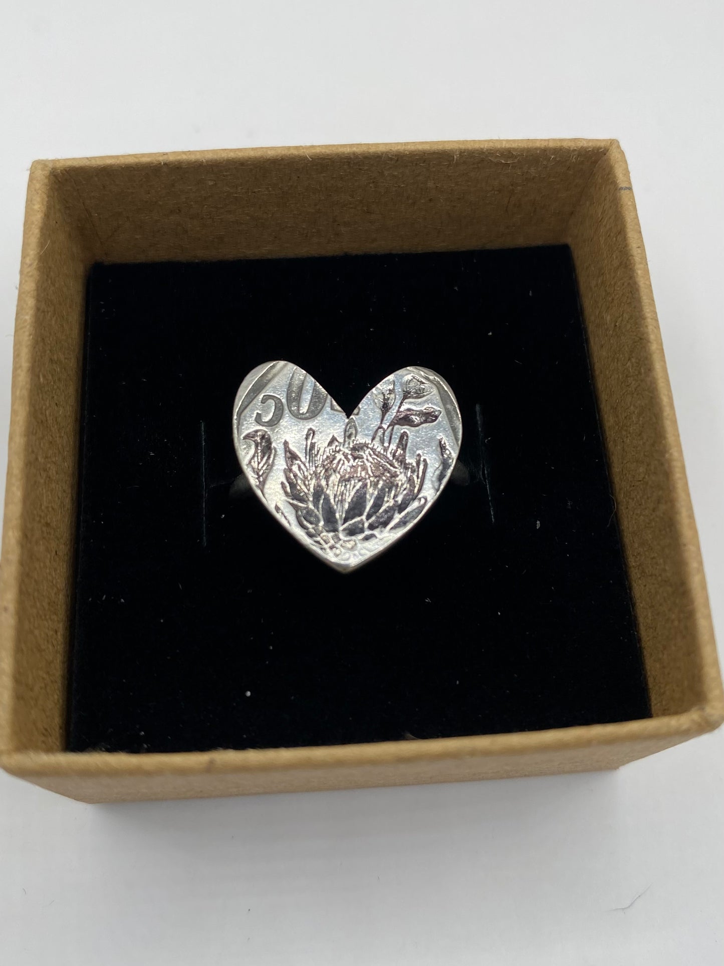 Handcrafted Protea Heart Ring