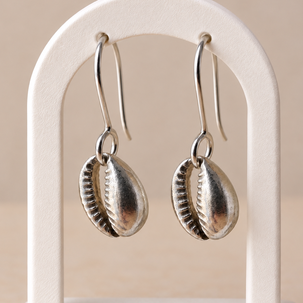Balinese Cowrie hook earrings