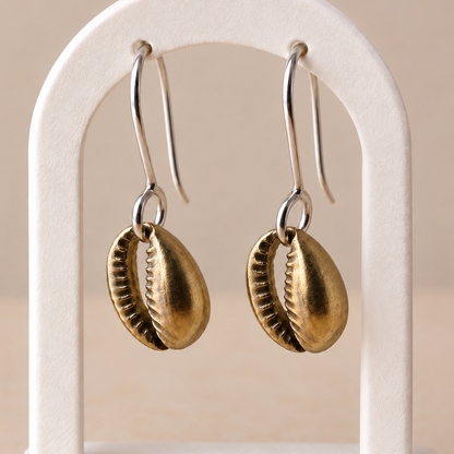 Balinese Cowrie hook earrings