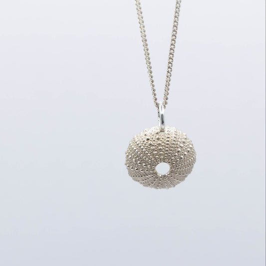 medium Sea Urchin Pendant - handcrafted sterling silver close-up