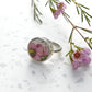 Pink bloom from broken China set in silver