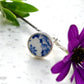 Blue and white broken China ring set in silver