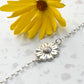Daisy Flower Bracelet - sterling silver and brass variants side by side on white background showing both material options