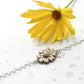 Sunflower-shaped bracelet on a white background with a yellow flower