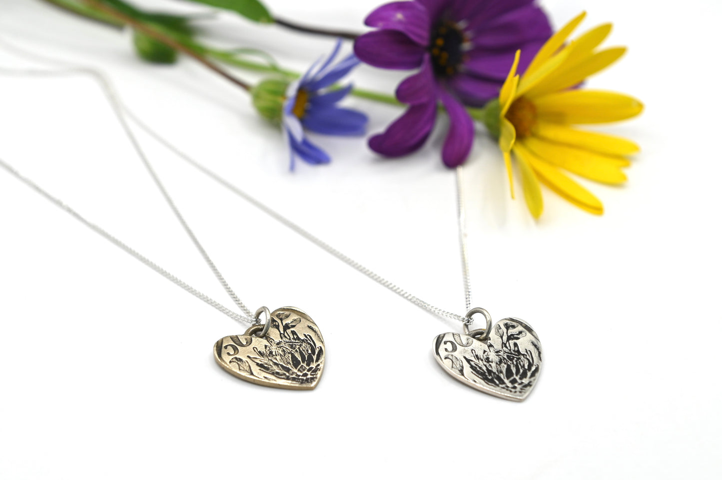 Protea heart pendant