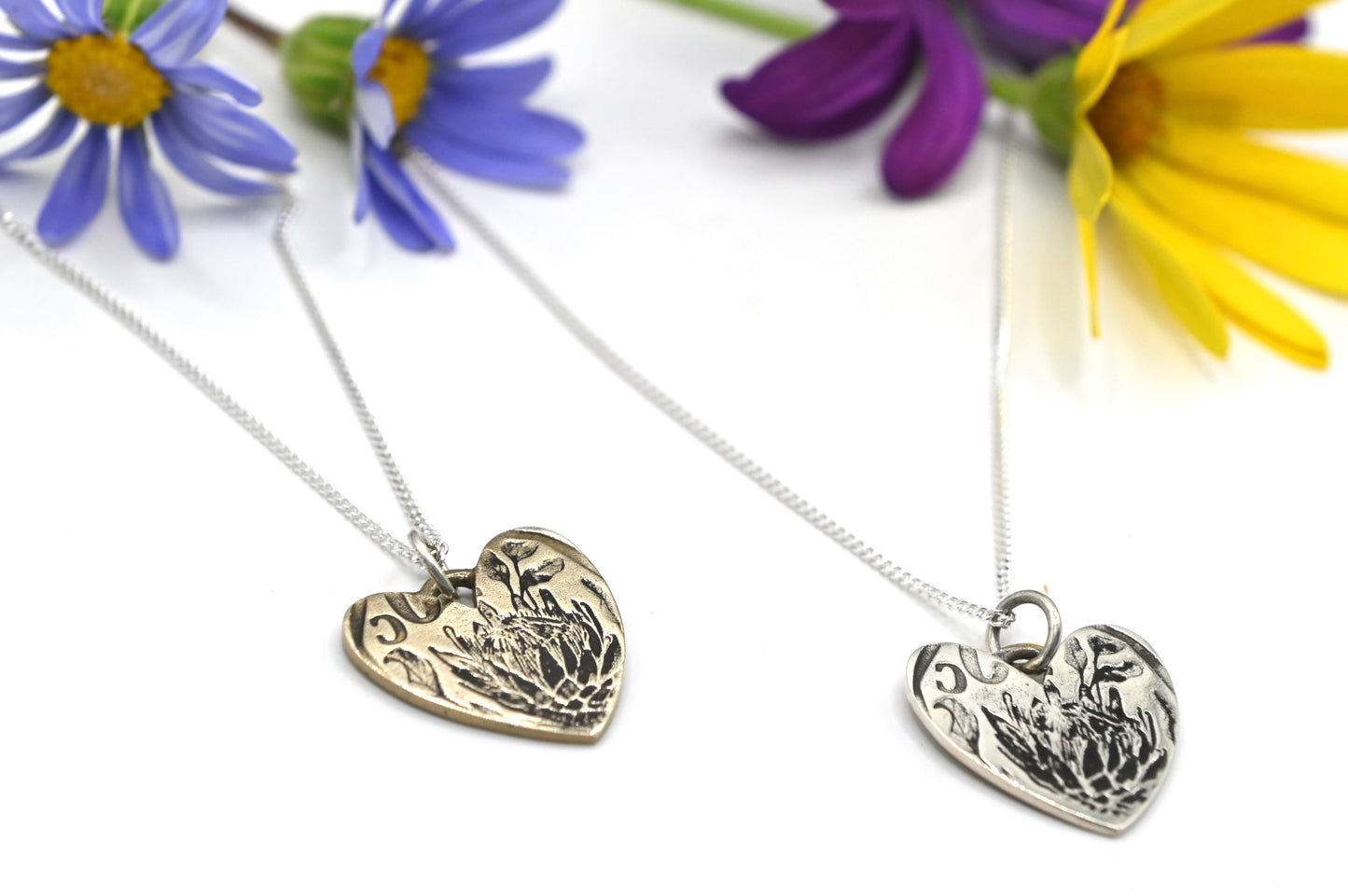 Protea heart pendant