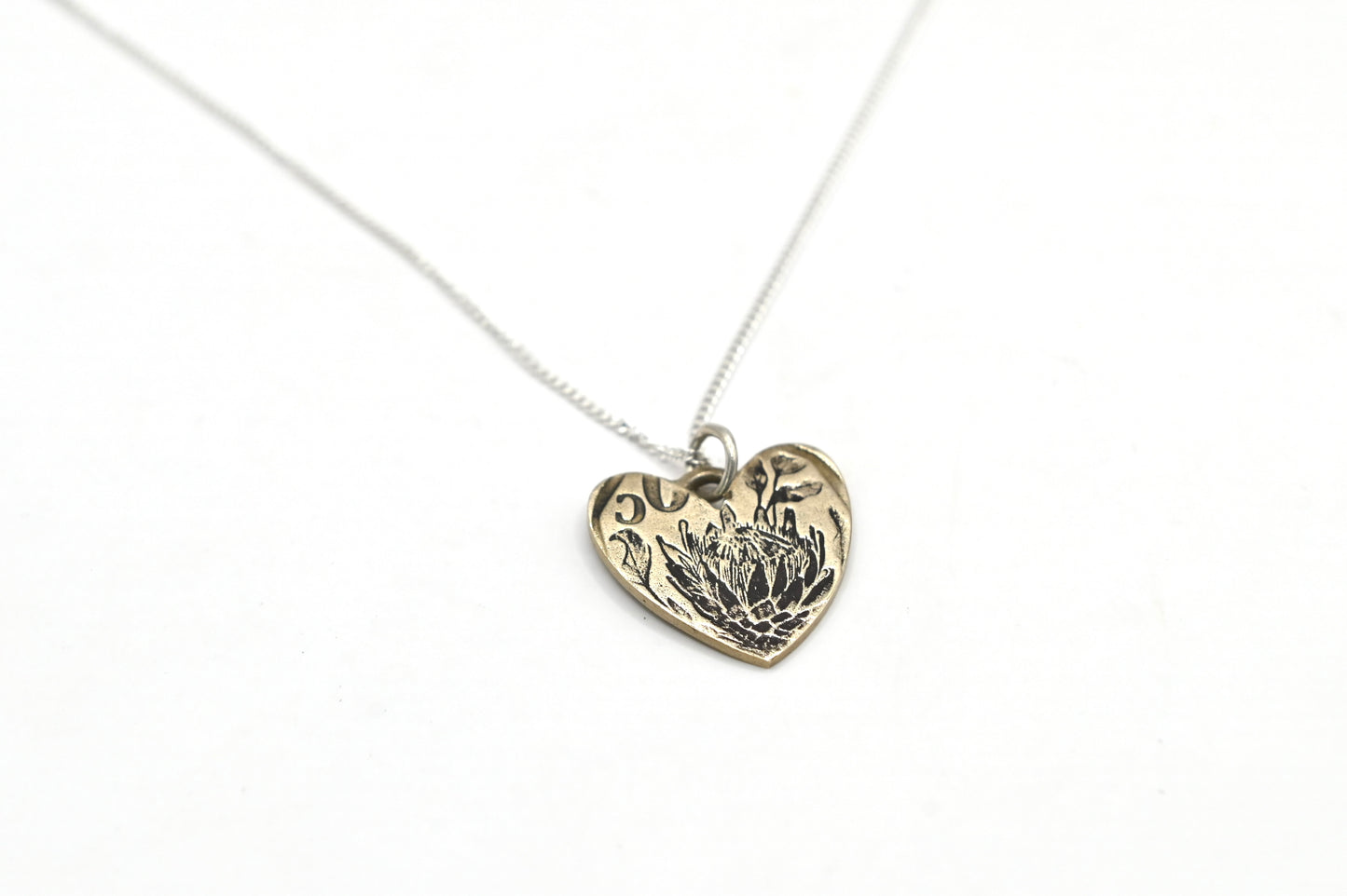 Protea heart pendant