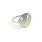 Pansy Shell Ring Sterling Silver - angled view showing slim round wire band and underside of shell casting