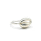 Cowrie Shell Ring - top-down view sterling silver band and shell Natasha Wood Jewellery