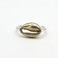 Cowrie Shell Ring - front close-up brass and silver combination handmade jewellery