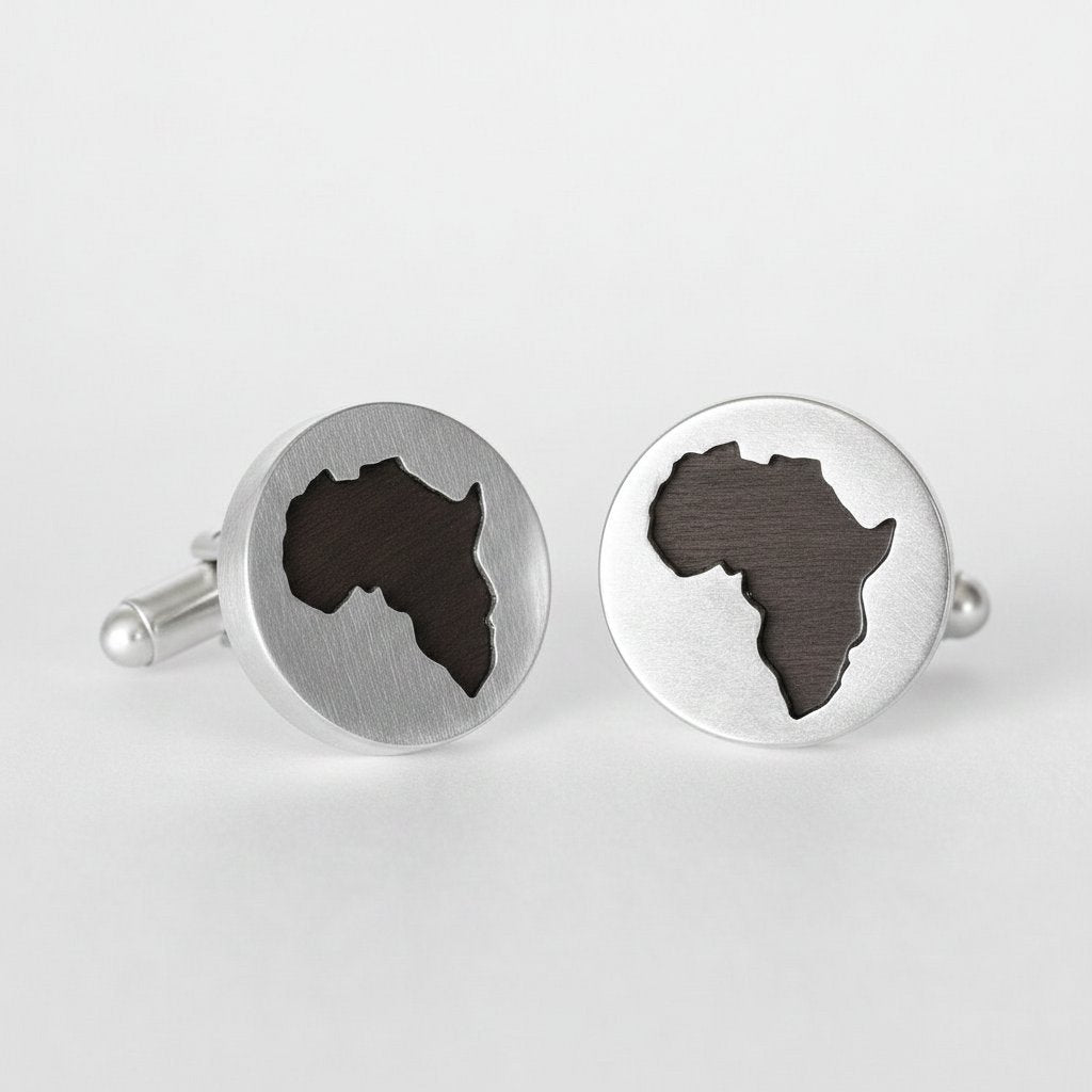 Africa Silhouette Wooden Cufflinks - african black wood variant with white background