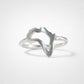 Africa Silhouette Ring - close-up front view sterling silver matte finish