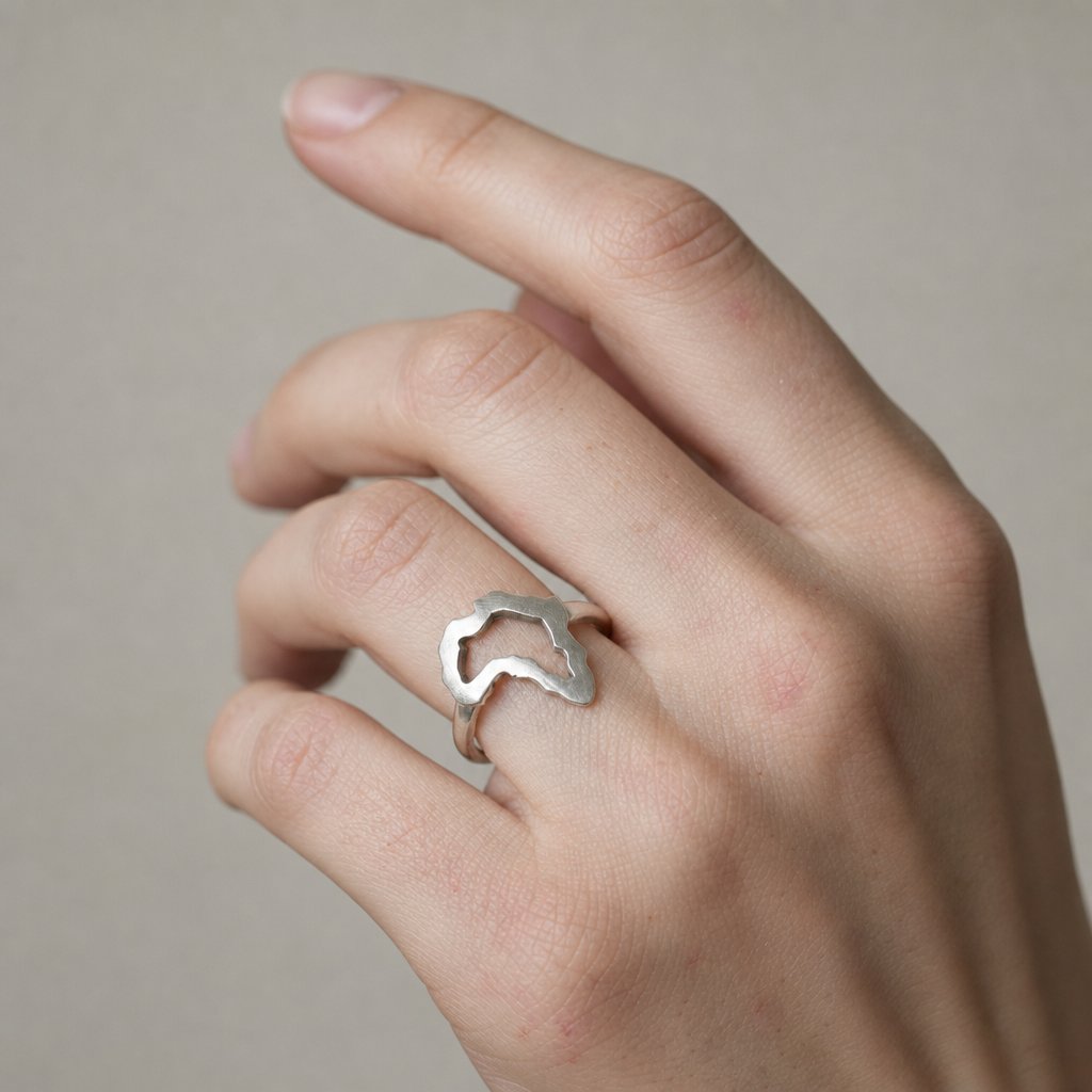 Africa Silhouette Ring - sterling silver handcrafted by Natasha Wood Jewellery