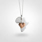 Africa Silhouette Pendant - front view sterling silver with hand-carved olive wood heart charm