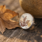 Autumn Leaf Antique Ceramic Ring - angled close-up showing antique crazing detail and sterling silver bezel