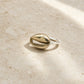 Cowrie Shell Ring - three-quarter view brass cowrie shell sterling silver band Natasha Wood