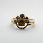 Custom 14ct gold curved wedding band with black diamond pavé setting - Natasha Wood Jewellery