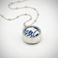 Handcrafted Double Shard Necklace - blue willow antique ceramic shard in oxidised sterling silver open bezel pendant