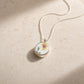 Double Sided Antique China Pendant Necklace - reverse face botanical leaf motif, sterling silver bezel, handcrafted