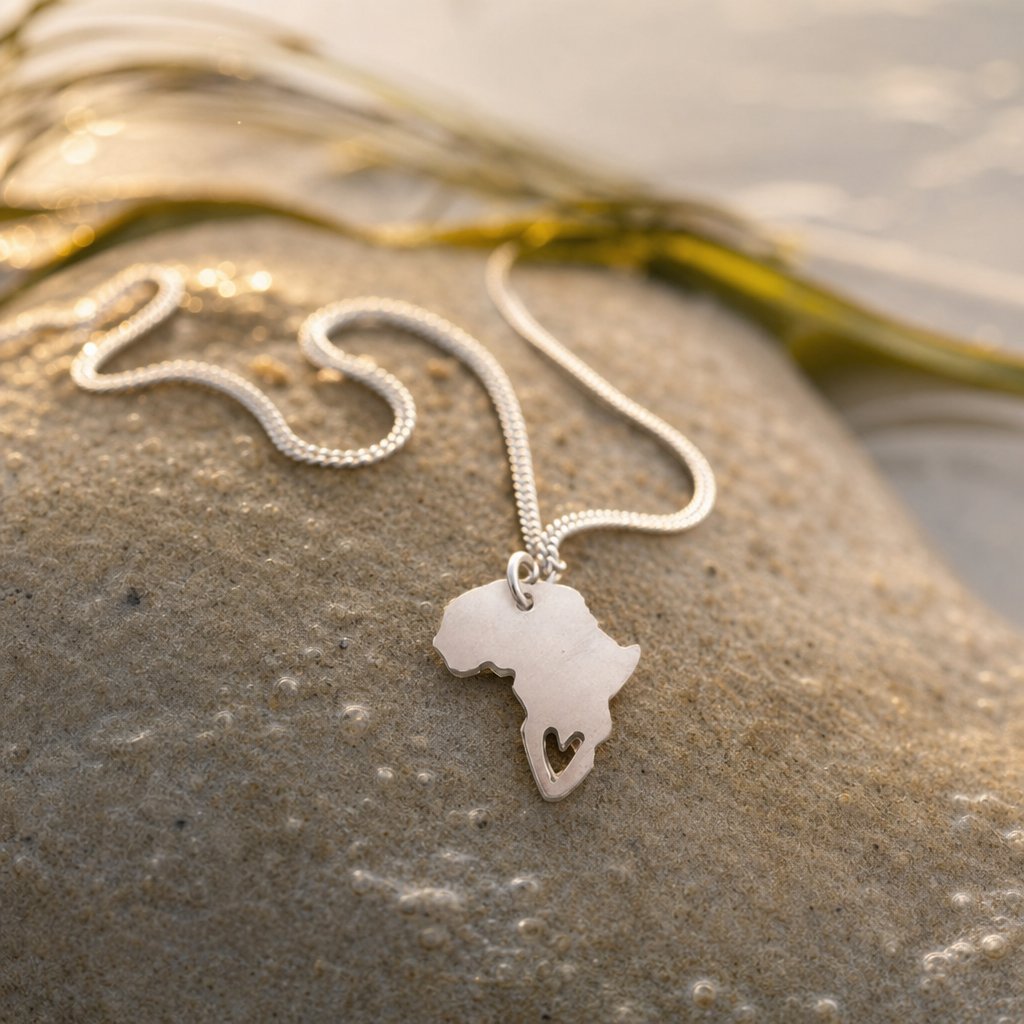 Heart Cape Town Africa Pendant - front view sterling silver with heart cut-out 